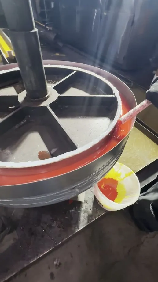 Pouring a cast urethane wheel
