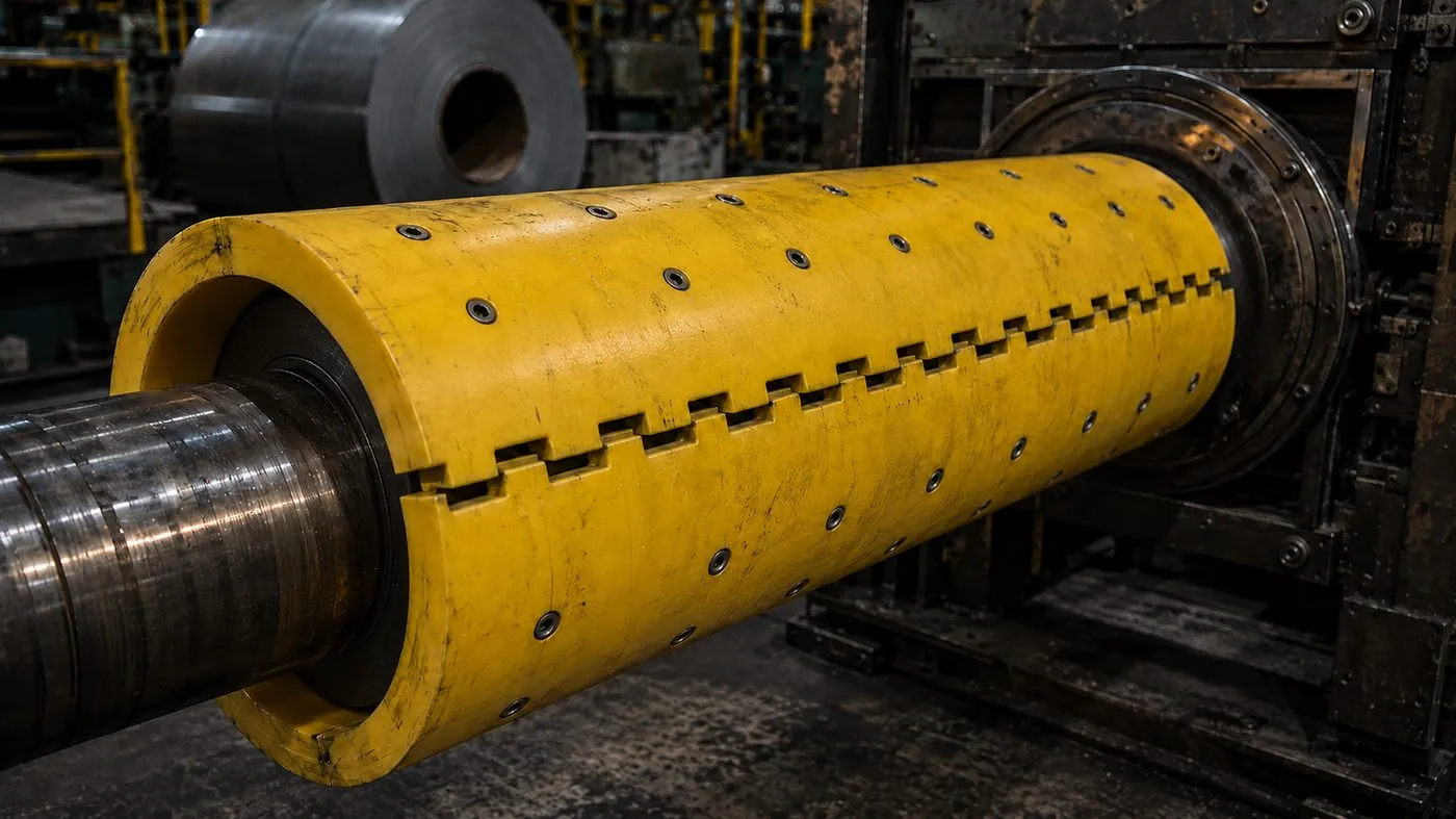 Segmented urethane filler plates fitted to a coil-line mandrel