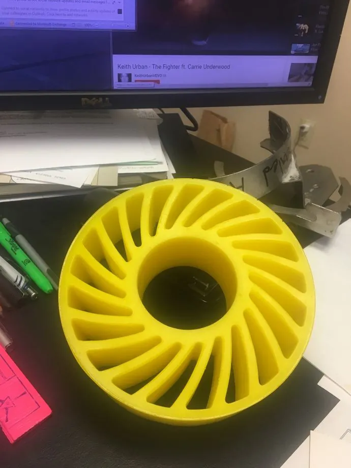 Vane-grooved cast urethane wheel